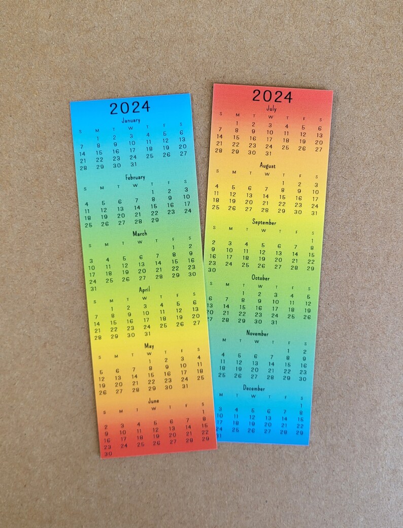 2x6 Doublesided Calendar Bookmark 2024 Sunset Etsy