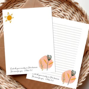 Carta da lettere con versetti della Bibbia, set di cancelleria, carta da lettere cristiana, carta da lettere, carta da lettere boho, carta da lettere con acquerello, busta stampabile