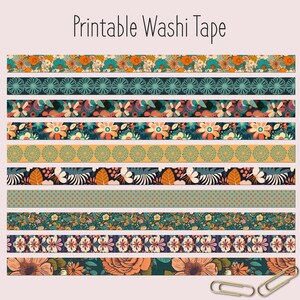 Ruban adhésif Washi à imprimer, fleurs, bandes adhésives, journalisation indésirable, ruban adhésif imprimable, journalisation biblique, scrapbooking, fabrication de cartes,