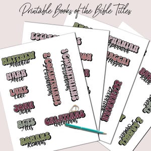 Títulos de la Biblia para imprimir, Libros de la Biblia, Pegatinas de la Biblia, Diario bíblico, Diario cristiano, Imprimibles de la Biblia, Imprimibles cristianos, 01