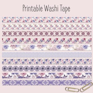 Ruban adhésif Washi à imprimer, fleurs, bandes adhésives, journalisation indésirable, ruban adhésif imprimable, journalisation biblique, scrapbooking, fabrication de cartes,