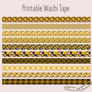 Ruban adhésif Washi à imprimer, fleurs, bandes adhésives, journalisation indésirable, ruban adhésif imprimable, journalisation biblique, scrapbooking, fabrication de cartes,