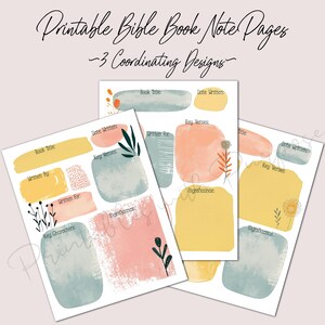 Afdrukbaar bijbeloverzicht, bijbelboeknotities, notitiepagina's, blanco notitiepagina's, christelijk dagboek, bijbelafdrukbare items, christelijk afdrukbaar