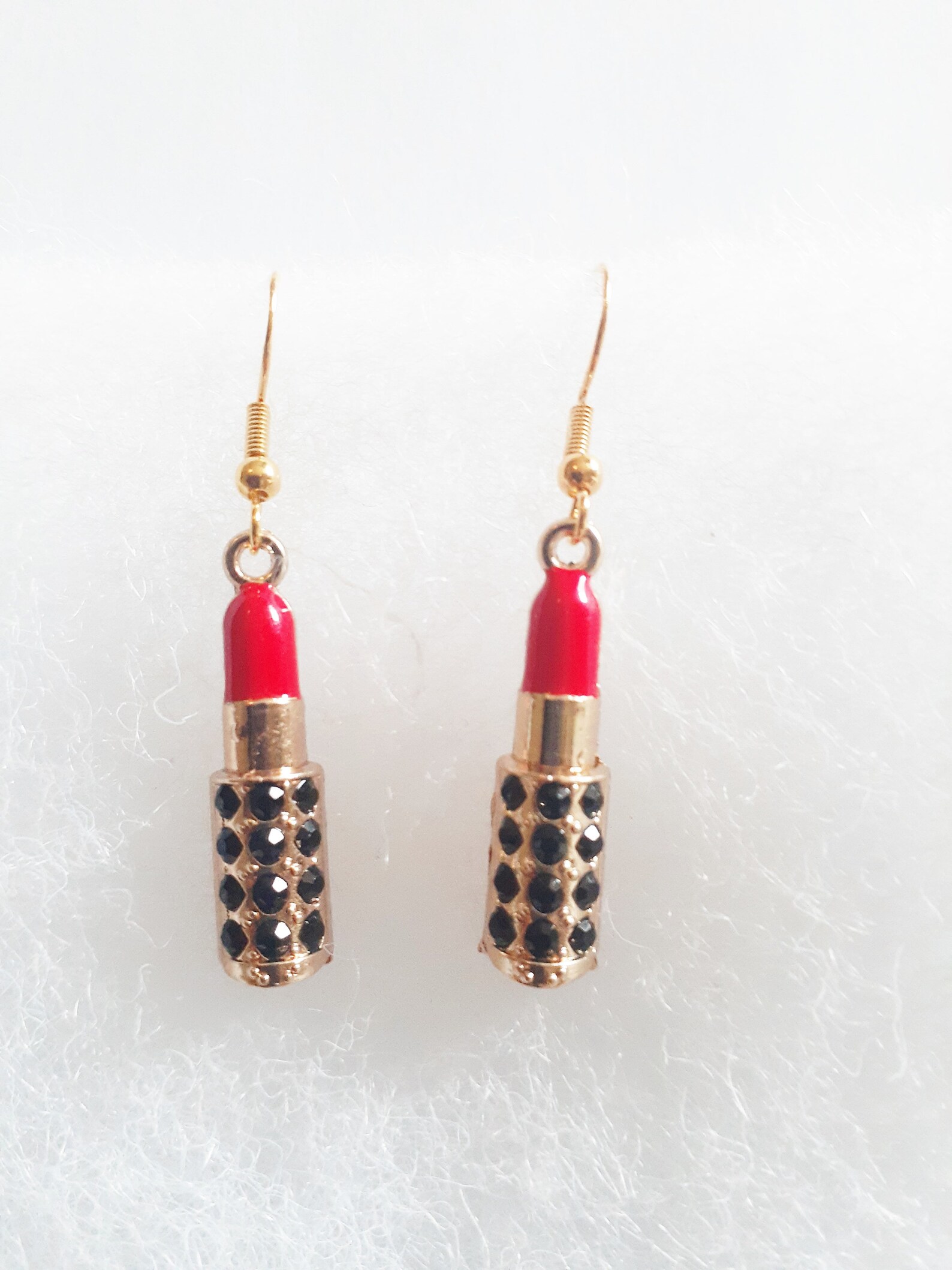 Red Lipstick Charm Earrings with 100 925 Gold Hypoallergenic Etsy