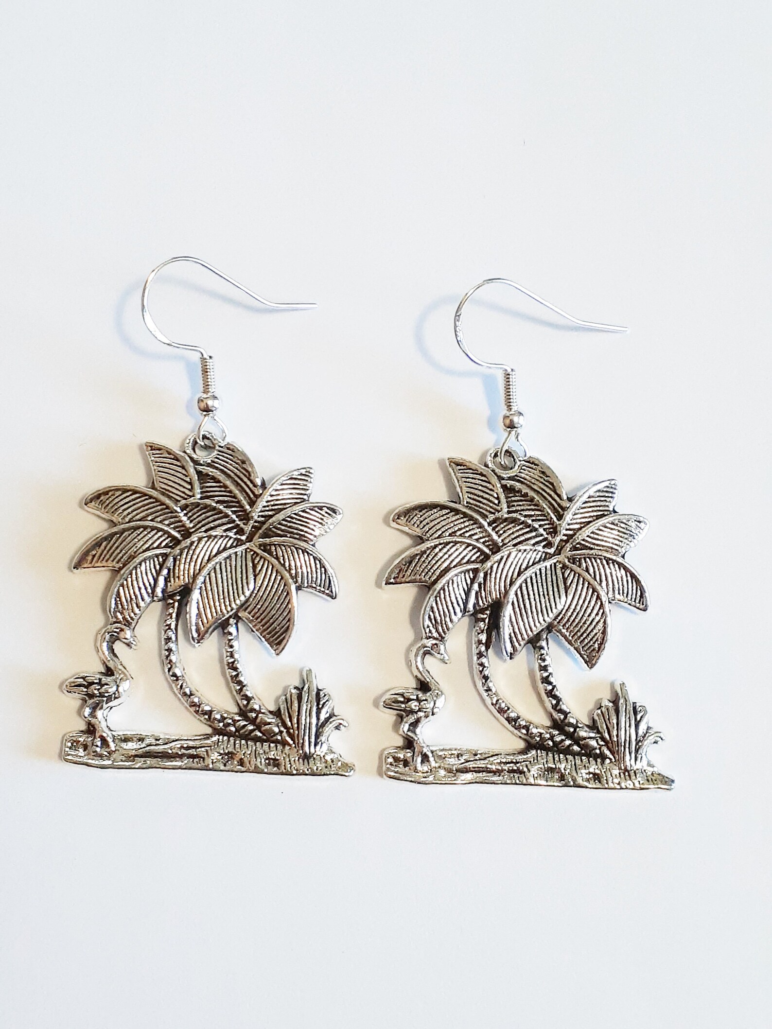 Silver Palm Tree Charm Earrings with 925 Sterling Silver Etsy