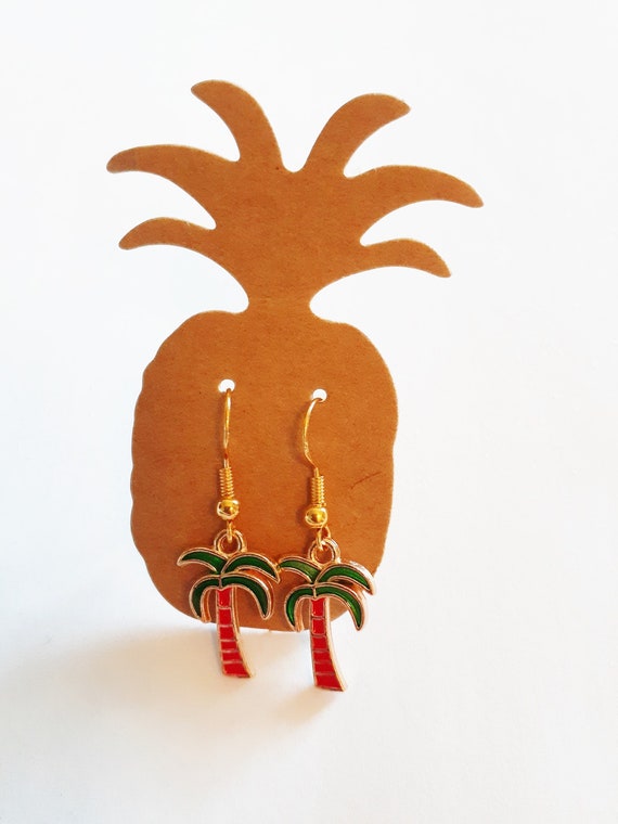 Palm Tree Earrings With 100 925 Gold Hypoallergenic Earring Etsy