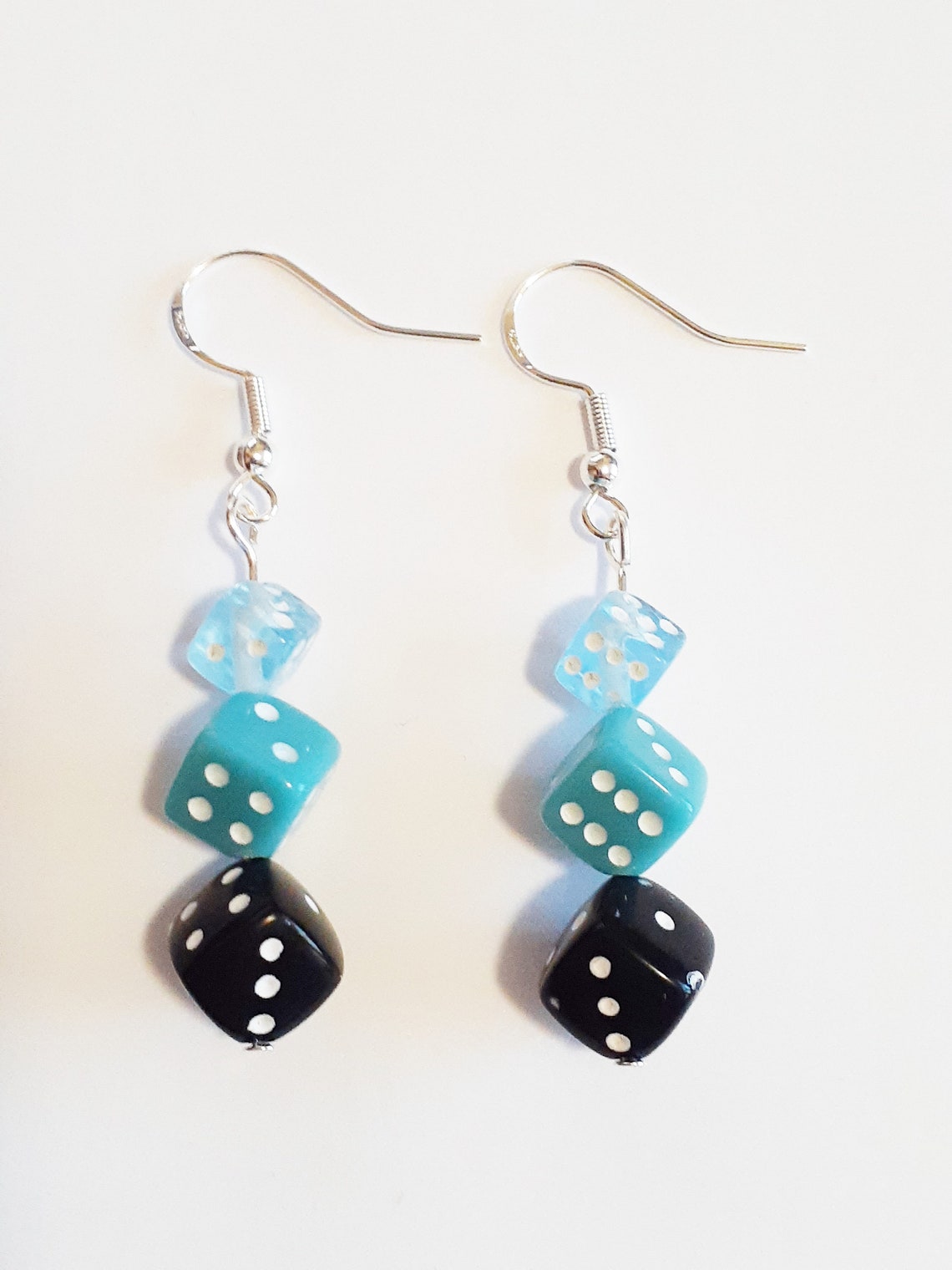 Blue Black Dice Earrings with Sterling Silver Hypoallergenic Etsy