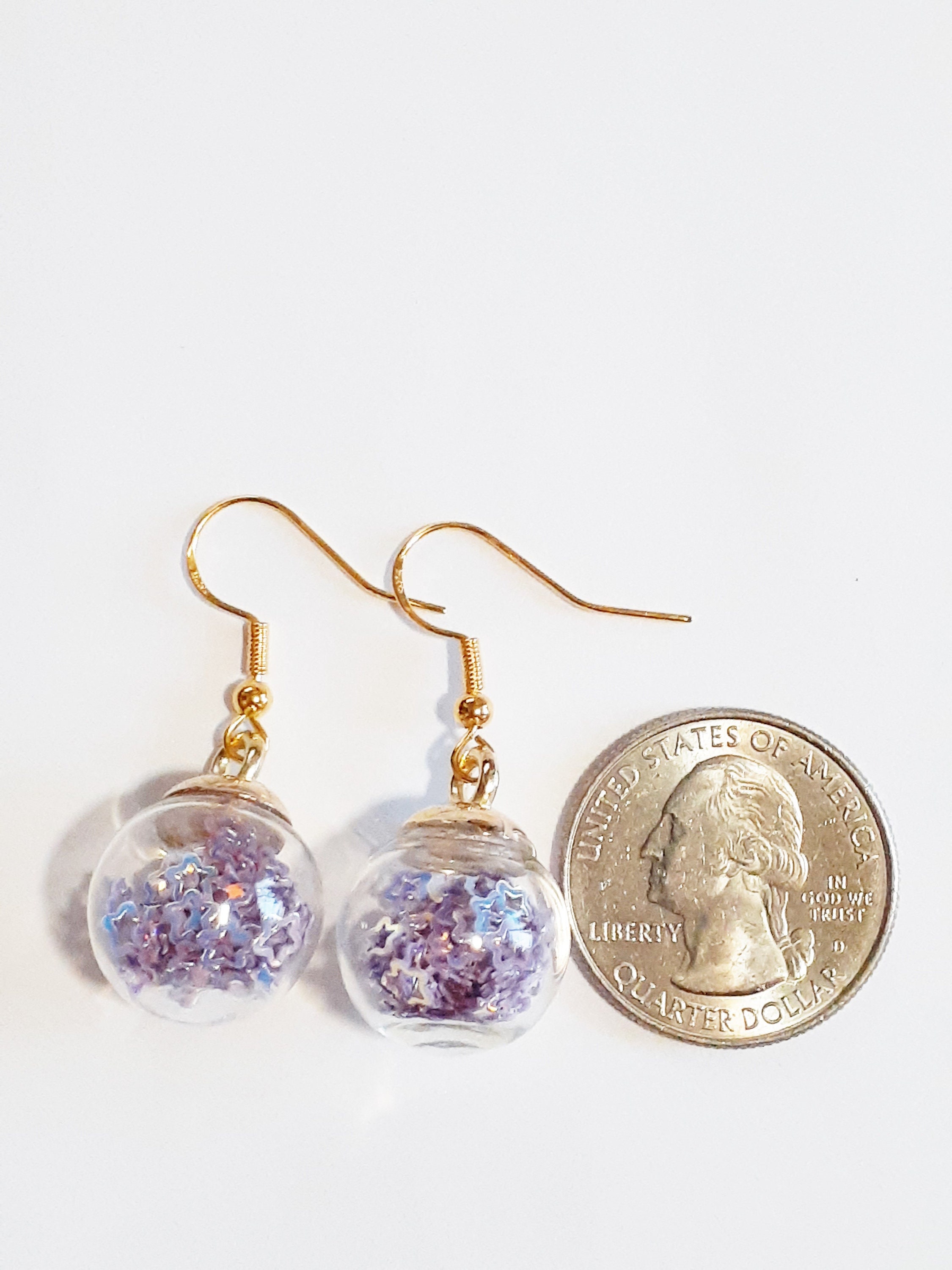 Glass Ball Charm Earrings 16mm with 100 925 Gold Etsy