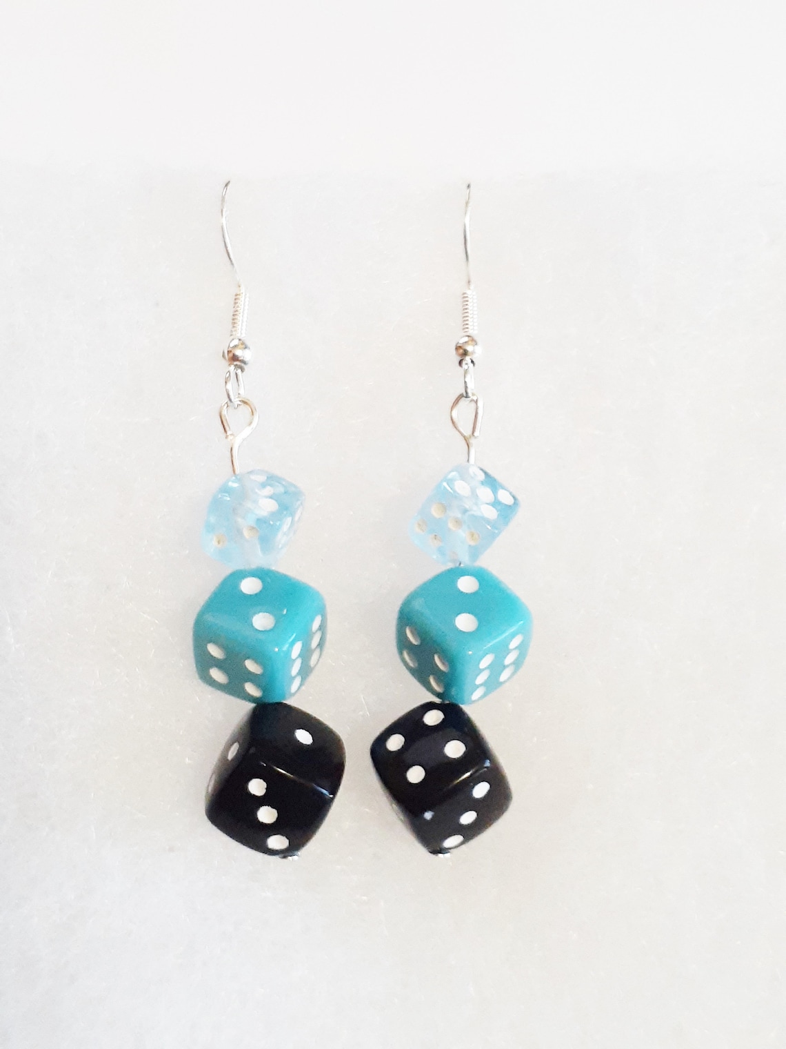 Blue Black Dice Earrings With Sterling Silver Hypoallergenic Etsy UK