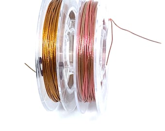 rp16 0.8mm GoldSilverPale Gold Nylon Coated Round Cord,Core Wire Cord Stretch Beading String,Round Rope Trim Bracelet