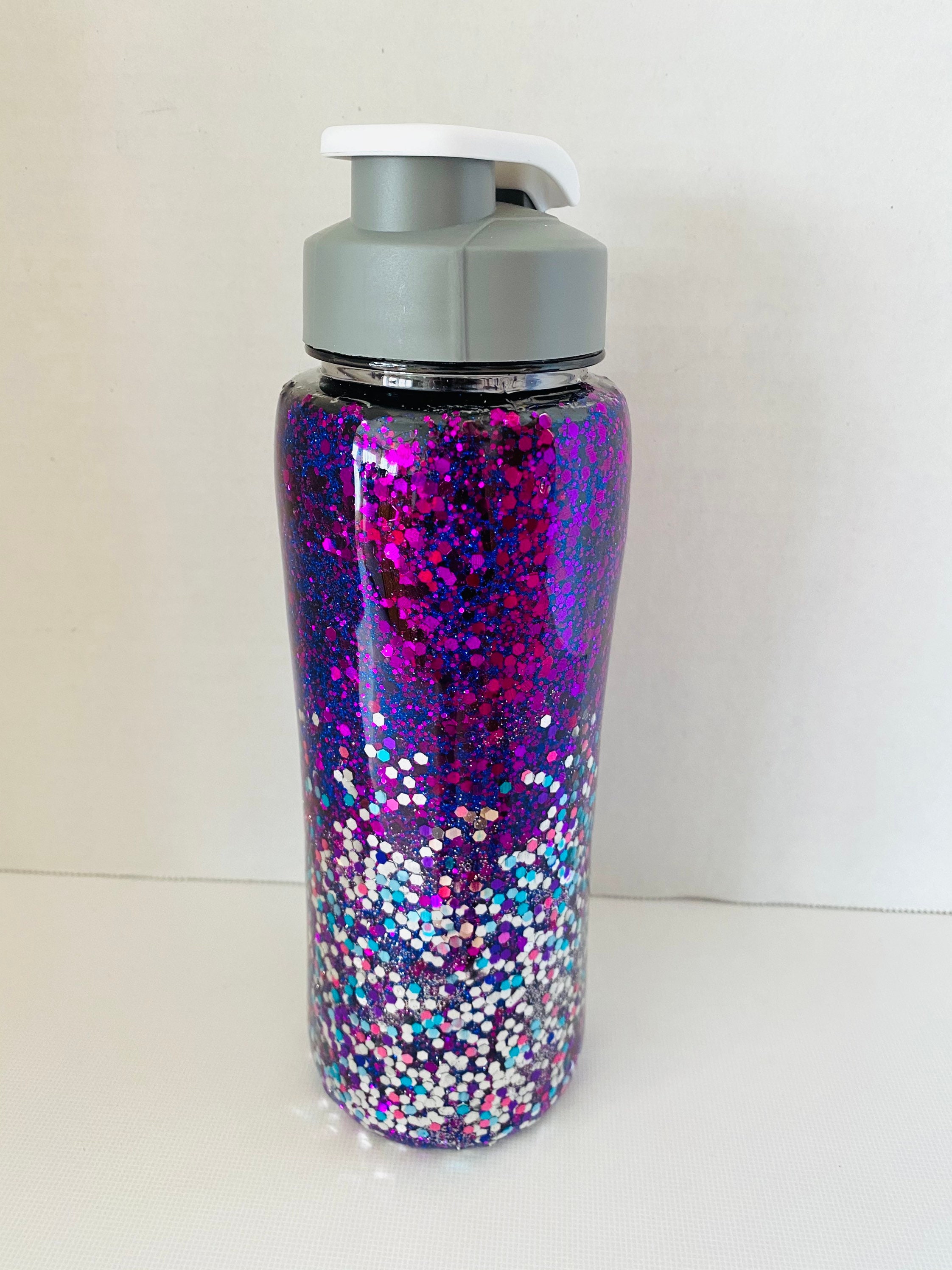 Purple and Silver Confetti Water Bottle Custom Etsy