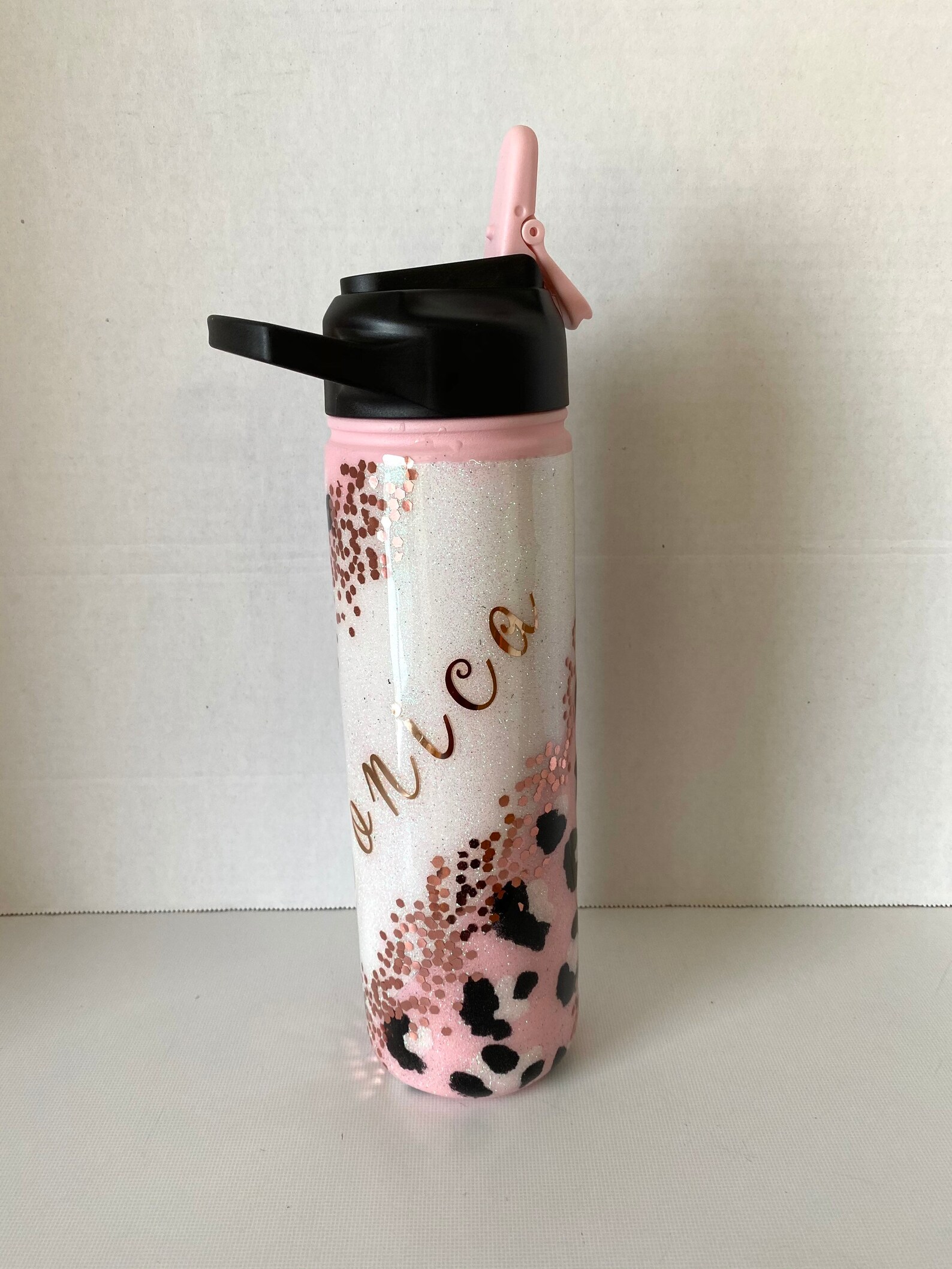 TAL Water Bottle Leopard Print Swirl Rose Gold Pink Etsy