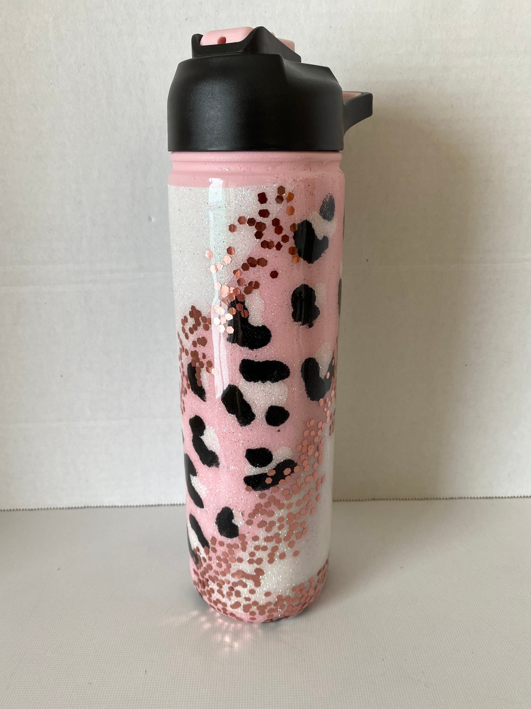 TAL Water Bottle Leopard Print Swirl Rose Gold Pink Etsy