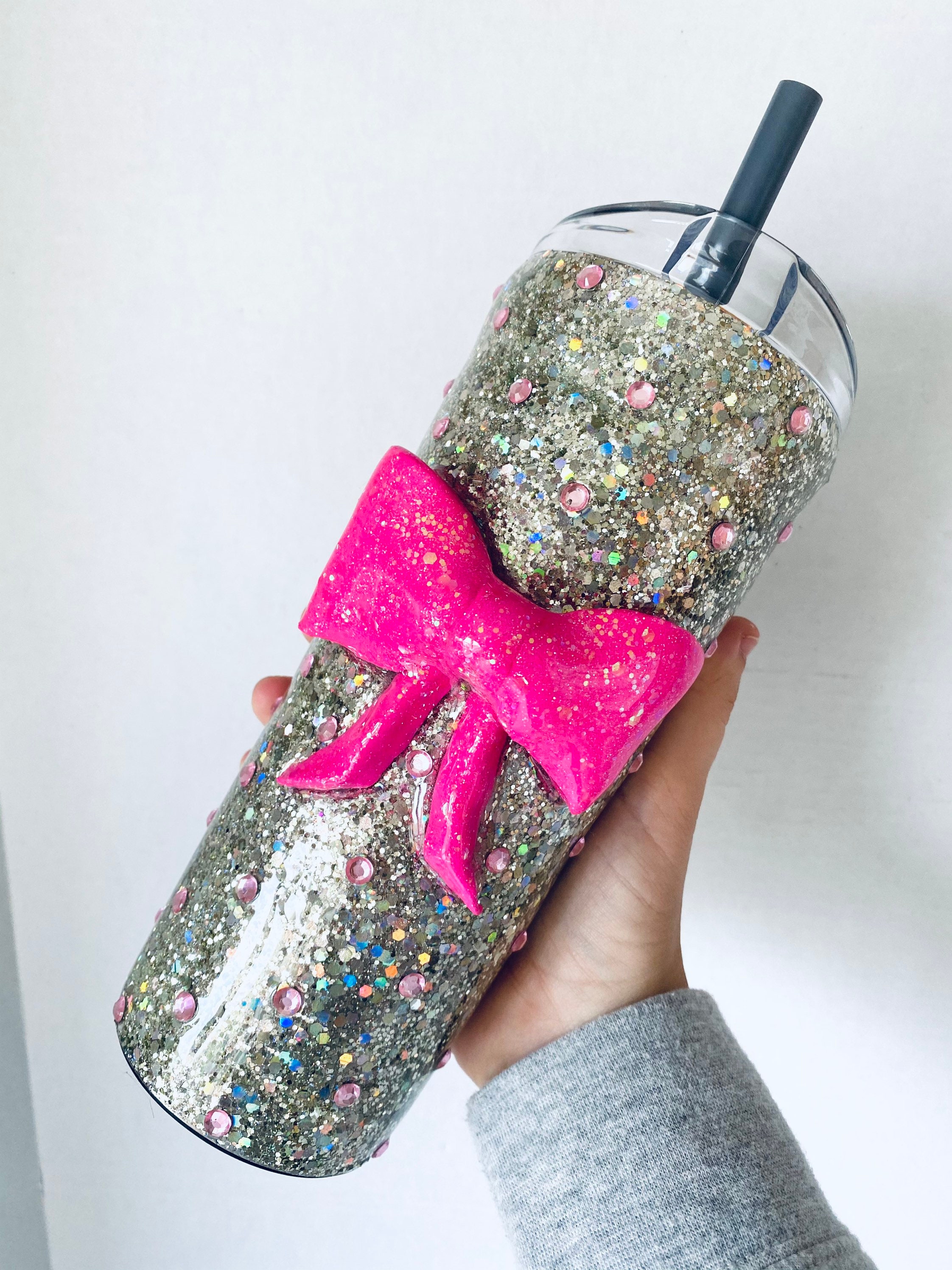 Big Bow 3D Tumbler BUBBA CUP Pink and Silver Rhinestones Etsy