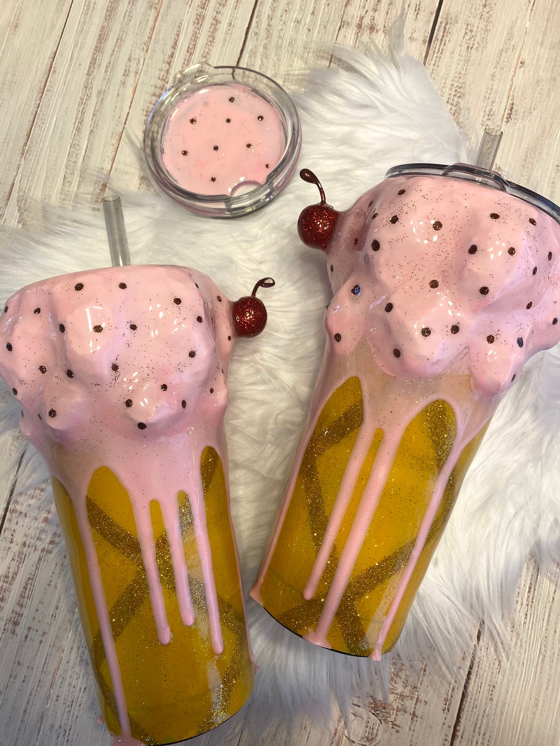 Ice Cream Cone Tumbler BUBBA CUP w/ Cherry on Top Glitter Etsy