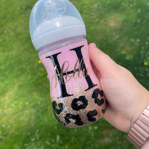 AVENT BOTTLE — Pink And Champagne Ombre, Leopard Cheetah Print, Initial, Baby Bottle - Custom, Personalized, custom color, Customizable