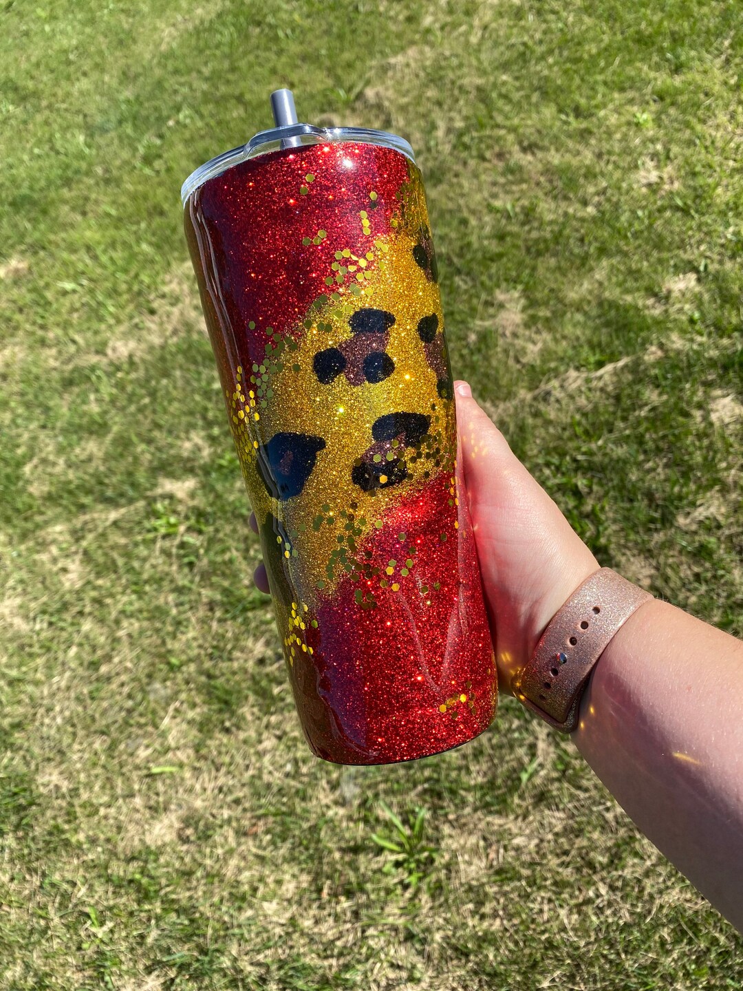 BUBBA CUP 24 Oz Glitter Tumbler Custom, Personalized Grandma, Leopard