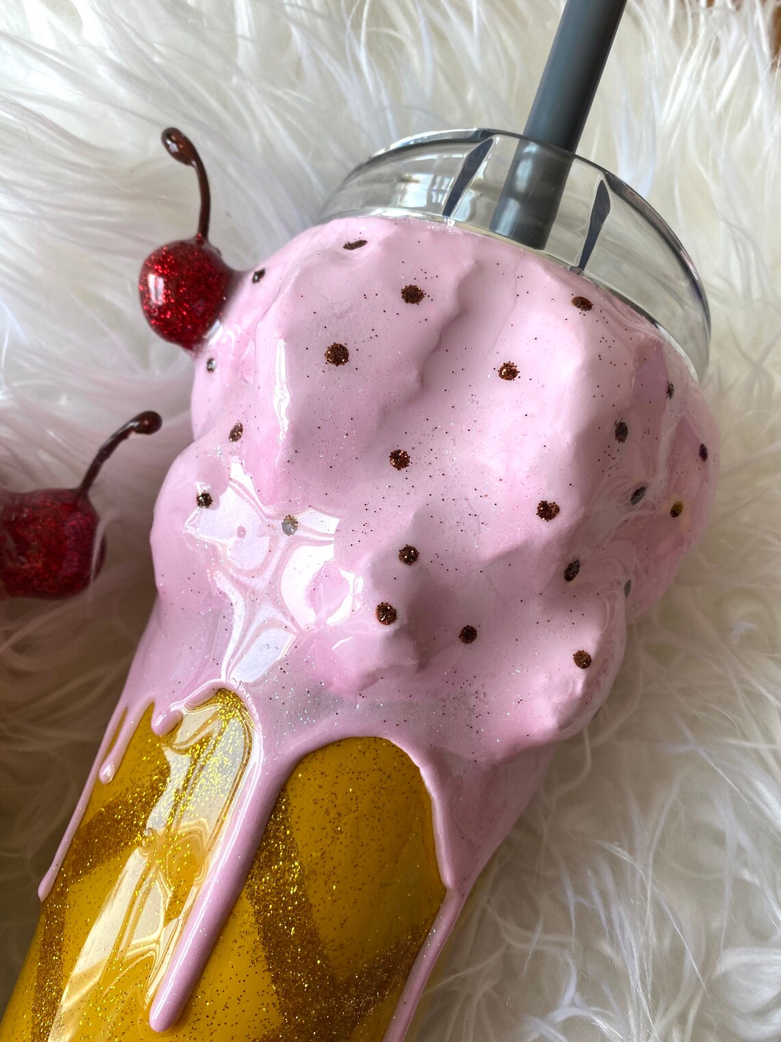 Ice Cream Cone Tumbler BUBBA CUP w/ Cherry on Top Glitter Etsy