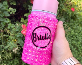 Hot pink Studded Water Bottle with Name- Custom, Personalized, 14oz Simple Modern Kids Water Bottle- Other SIZES and COLORS message me!!