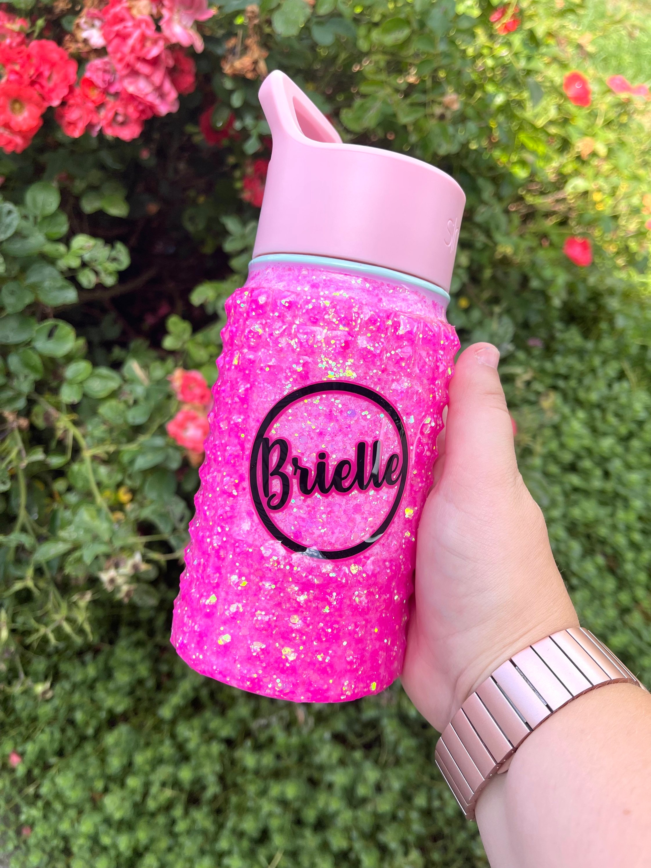 OWALA Solid Pink, Baby Pink, Simple Custom Personalized, Glitter Water  Bottle Tumbler Cup 