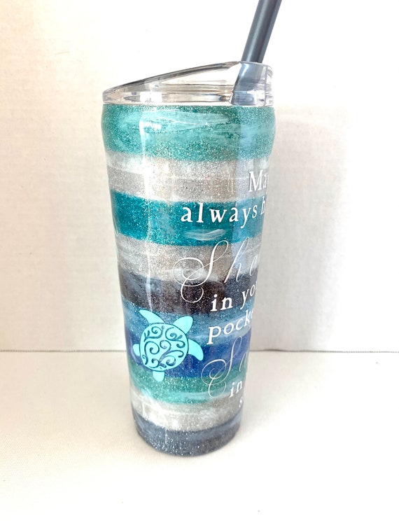 BUBBA CUP Never Stop Exploring, Compass, World Map, Glitter Water Bottle 24  Oz Custom, Personalized, Customizable 