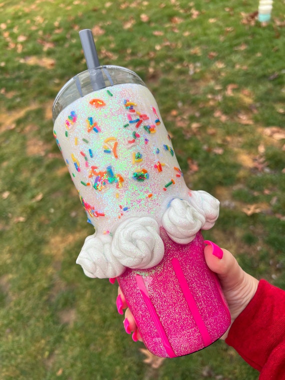 Customizable 20 oz Tumbler - Sprinkled With Pink