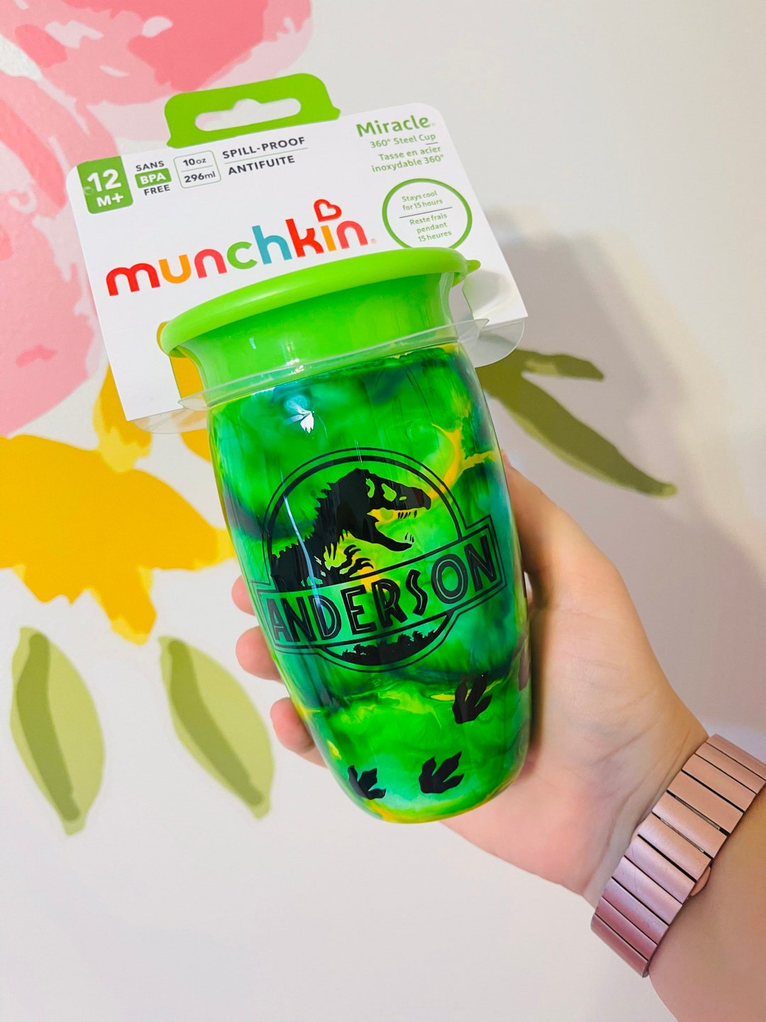 MUNCHKIN 360 Stainless Sippy Cup- Dinosaur, Swirl, Skeleton