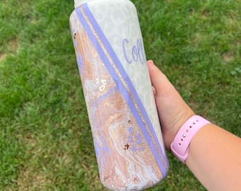 Hydro dip and leopard/ cheetah print LIGHT PURPLE- Custom, Personalized, 40 oz Simple Modern Water Bottle