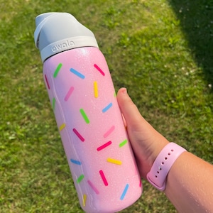 OWALA Sprinkles, Cake, Ice Cream, Pink, Candy- Custom Personalized, Glitter Water Bottle Tumbler Cup