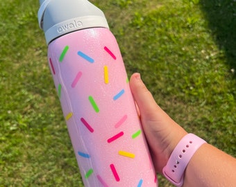 OWALA Sprinkles, Cake, Ice Cream, Pink, Candy- Custom Personalized, Glitter Water Bottle Tumbler Cup
