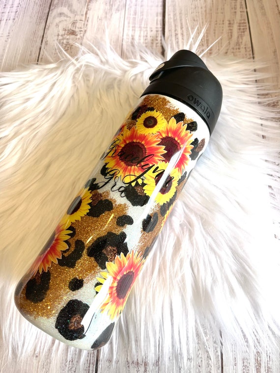 24 OZ OWALA Water Bottle Leopard, Cheetah, Sunflower, Custom