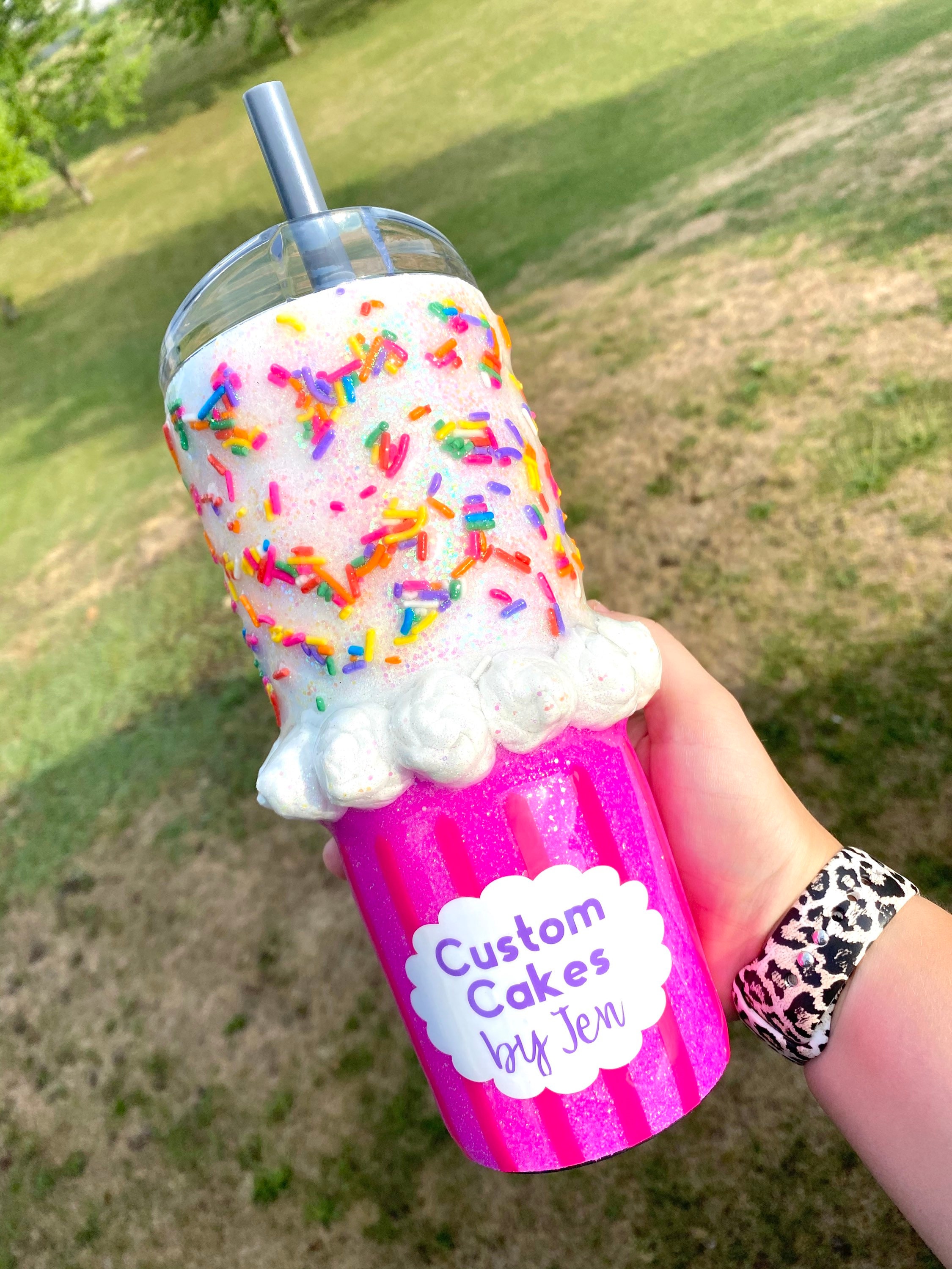 Cupcake Tumbler BUBBA CUP w/ REAL Sprinkles Glitter Tumbler Etsy