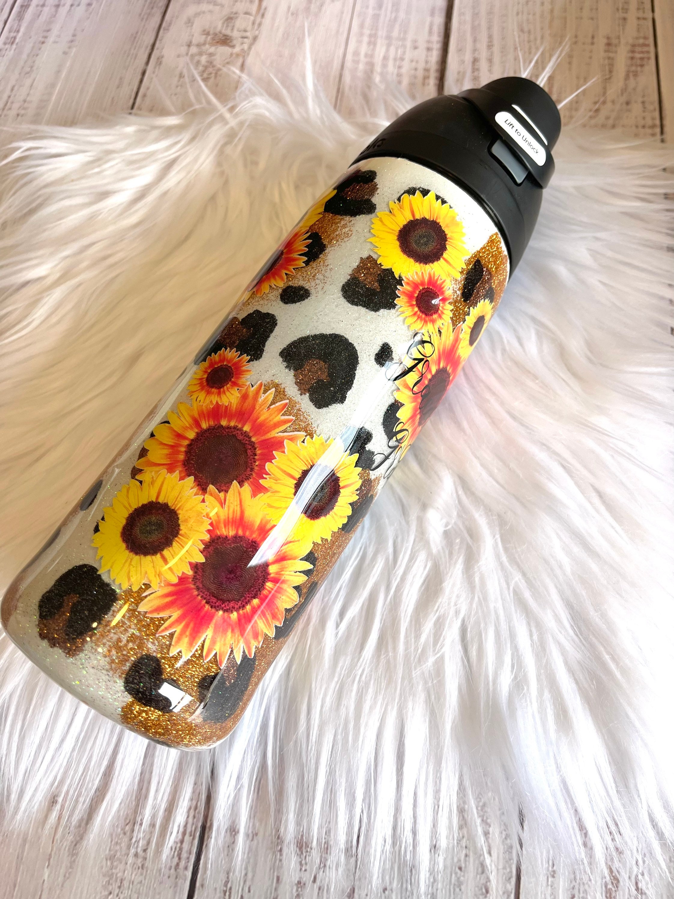 24 OZ OWALA Water Bottle Leopard, Cheetah, Sunflower, Custom