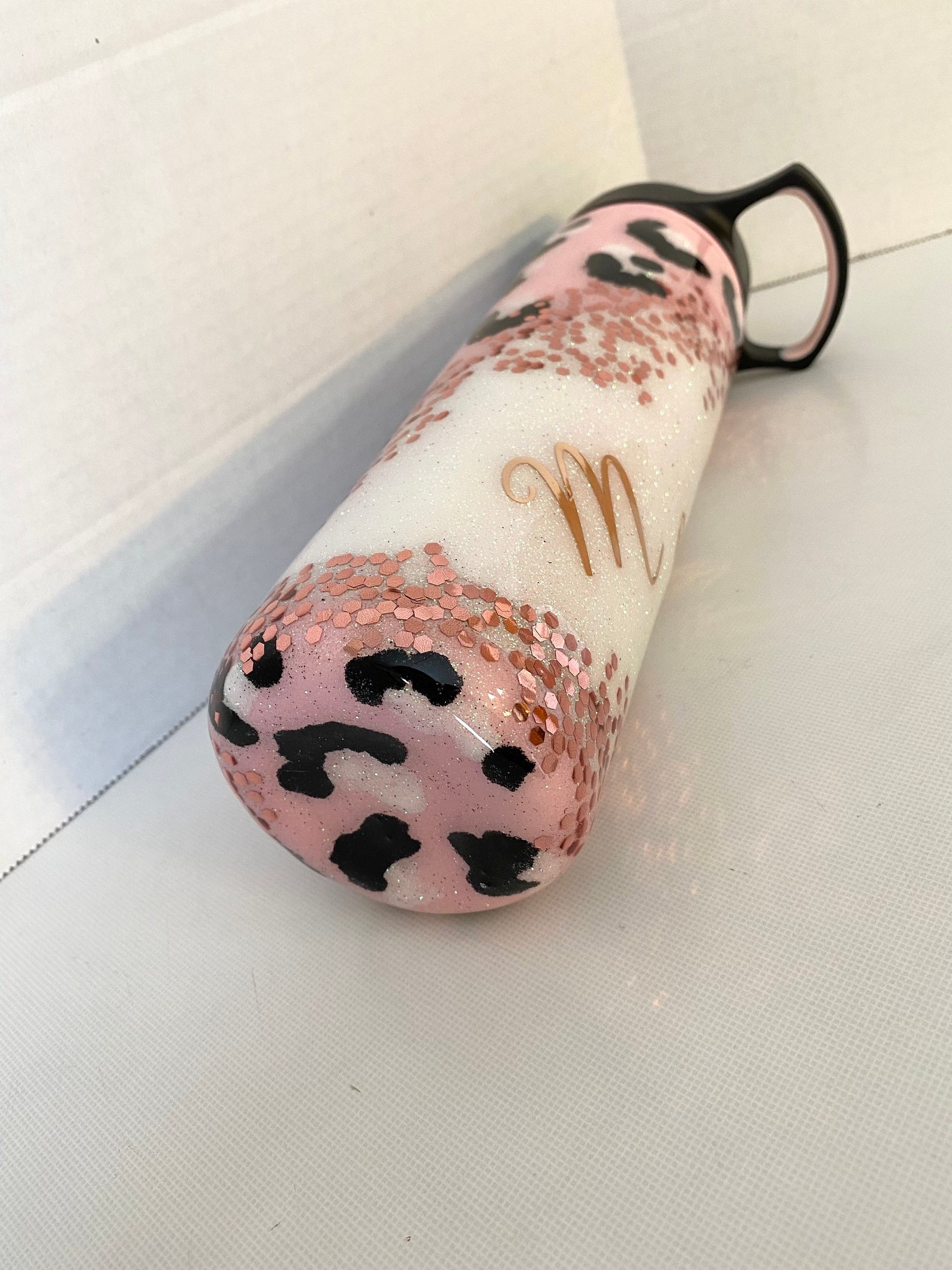 TAL Water Bottle Leopard Print Swirl Rose Gold Pink Etsy