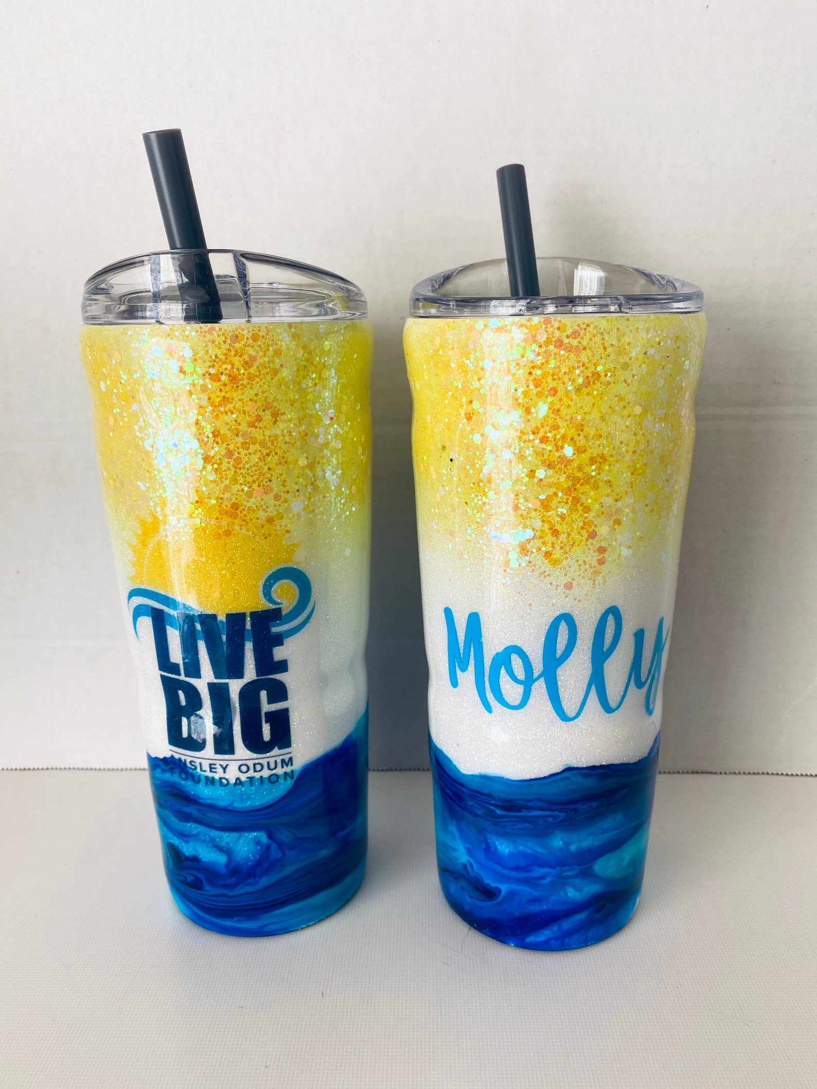 BUBBA CUP Get Your Logo on a Cup Sun Beach Waves Glitter Etsy