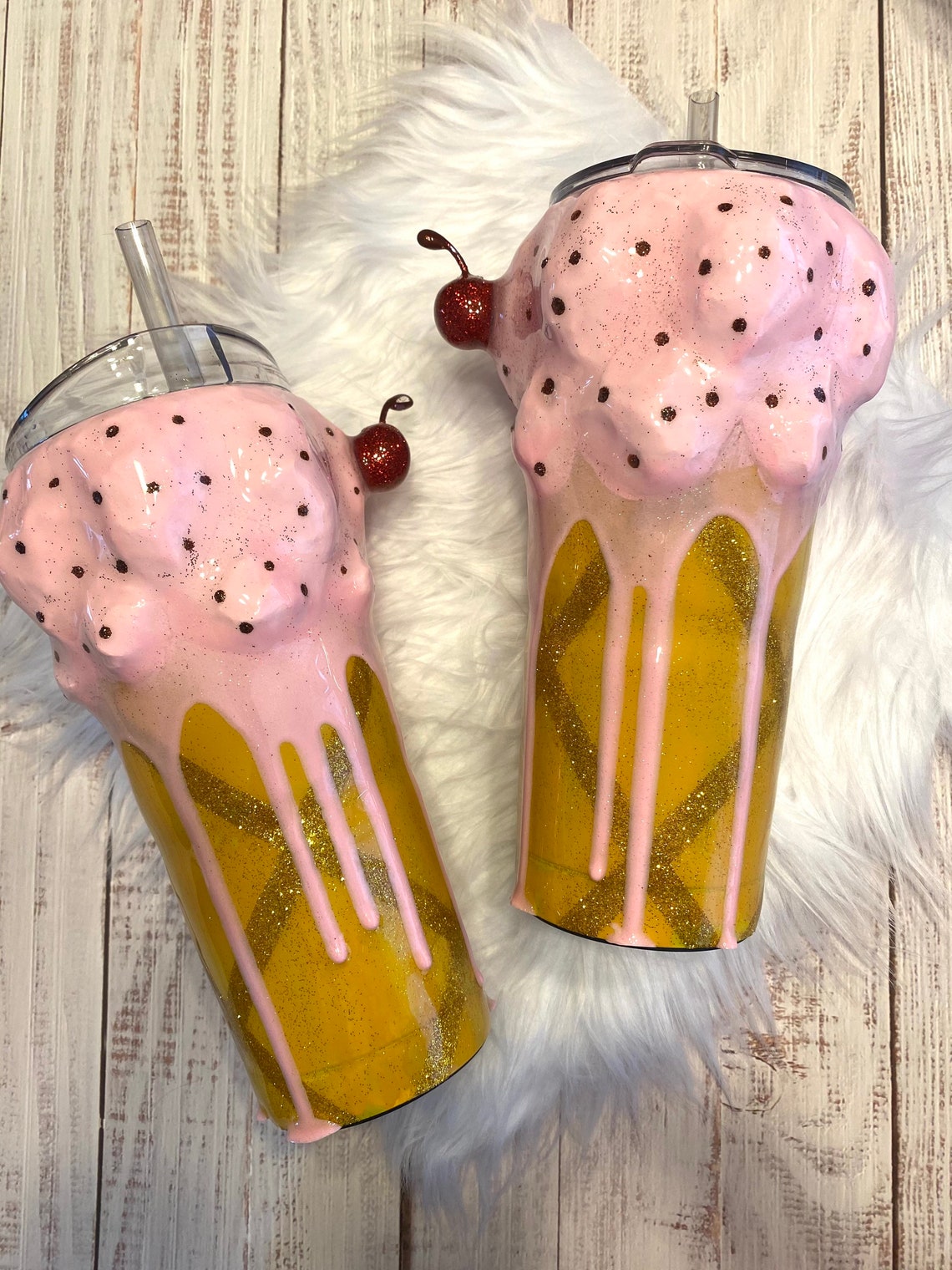 Ice Cream Cone Tumbler BUBBA CUP w/ Cherry on Top Glitter Etsy