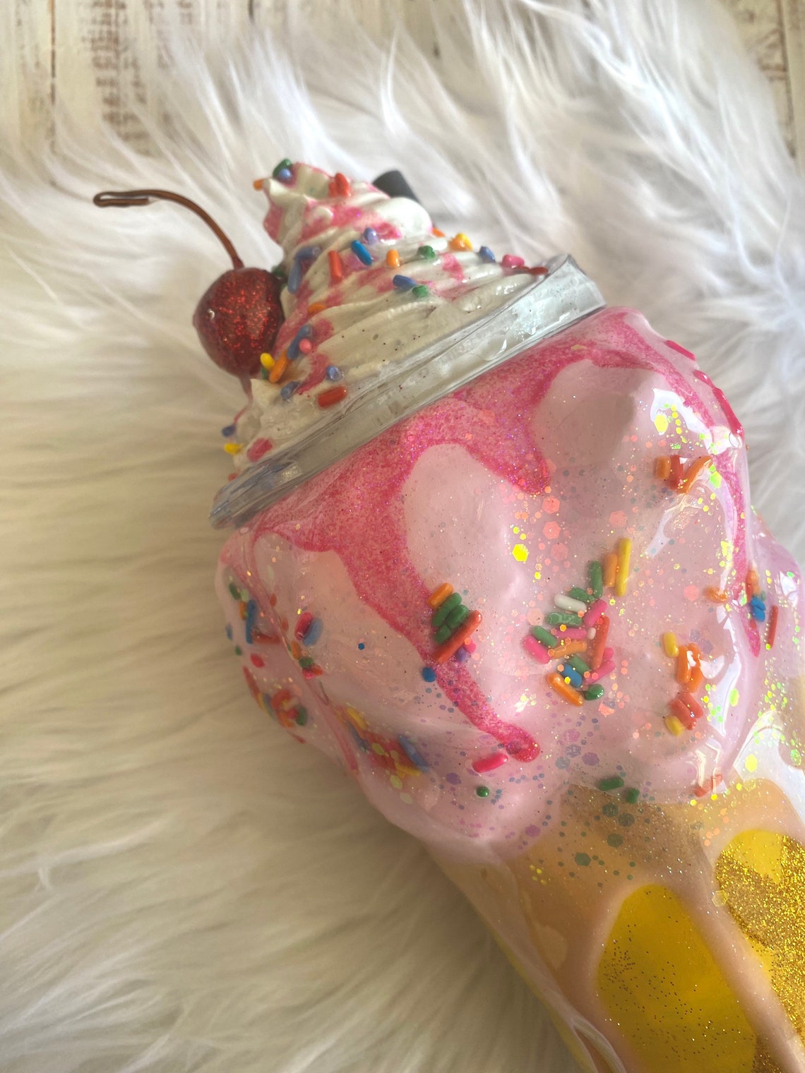 Ice Cream Cone Tumbler BUBBA CUP Glitter Tumbler Custom Etsy