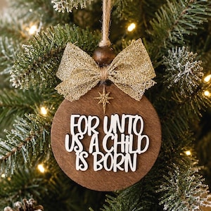 Porque un niño nos ha nacido Adorno de Natividad, Decoración Religiosa de Casa de Campo, Decoración Navideña de la Natividad, 3 Regalos Cristianos de Madera