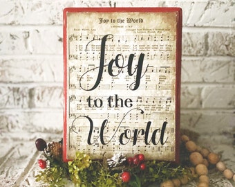 Joy to The World Christmas Sign, Rustic Farmhouse Christmas Sign, Jesus Birthday Decor, Christmas Hymn Song Sign for Home