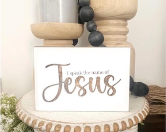 Easter Christian Sign, Farmhouse Easter Sign, Christian Sign for home, Easter Jesus Tier Tray Decor, Christian Tier Tray Gift, Name of Jesus