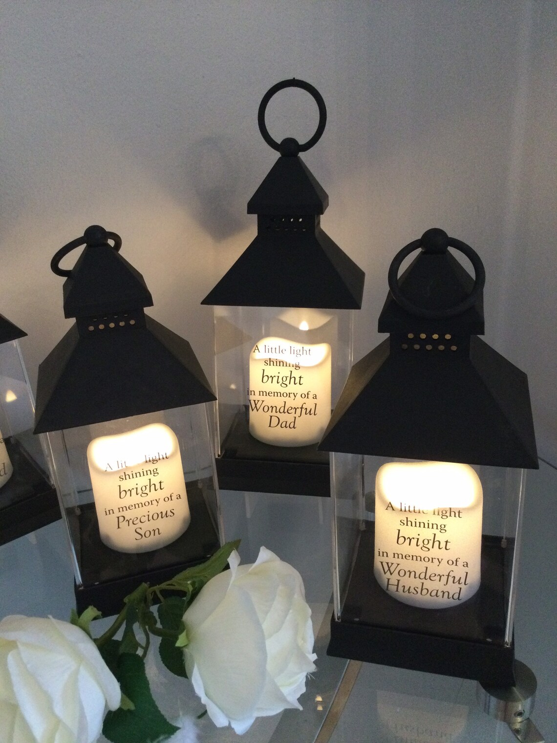 Memorial lantern outside garden lantern. Graveside memorial. Etsy