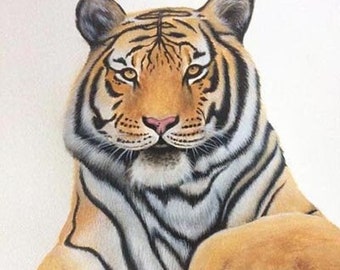 Original Aquarell-Tiger-Gemälde
