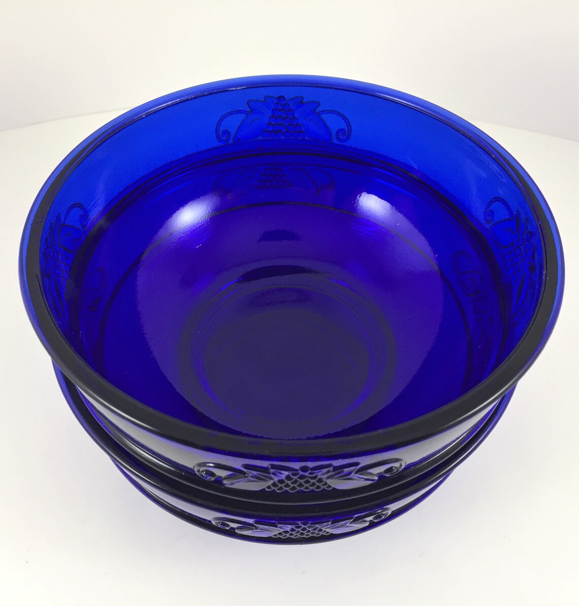 Cobalt Blue Depression Glass Set of 2 Bowls/Thick Glass with Etsy