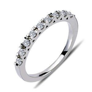 Nine Stone Engagement Ring | Natural Diamond Engagement Ring in 14K Gold | Round Diamond Wedding Band | Diamond Anniversary Band