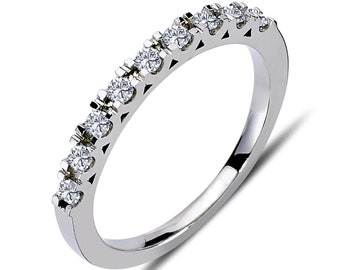 Nine Stone Engagement Ring | Natural Diamond Engagement Ring in 14K Gold | Round Diamond Wedding Band | Diamond Anniversary Band