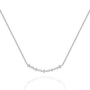 Minimalist Diamond Necklace | Mixed Diamond Necklace | Bridal Necklace | Multi Baguette Diamond Necklace | Diamond Cluster Necklace