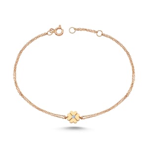 Diamond Shamrock Bracelet | Four Leaf Clover Bracelet | Diamond Clover Bracelet | Lucky Charm | 14K Gold Bracelet for Women | Gift for Her