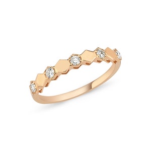 Hexagon Ring | Einzigartiger Bienenring | Geometrischer Goldring | Wabenring | Multi Hexagon Ring | Gold Stapelring | Schmuck für Sie
