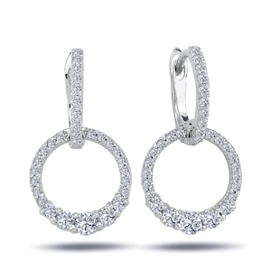 Double Hoop Earrings | Diamond Hoop Earrings | Diamond Huggies in 14K Gold | Pave Diamond Hoops | Diamond Cluster Earrings | Gift For Her
