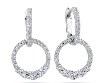 Double Hoop Earrings | Diamond Hoop Earrings | Diamond Huggies in 14K Gold | Pave Diamond Hoops | Diamond Cluster Earrings | Gift For Her